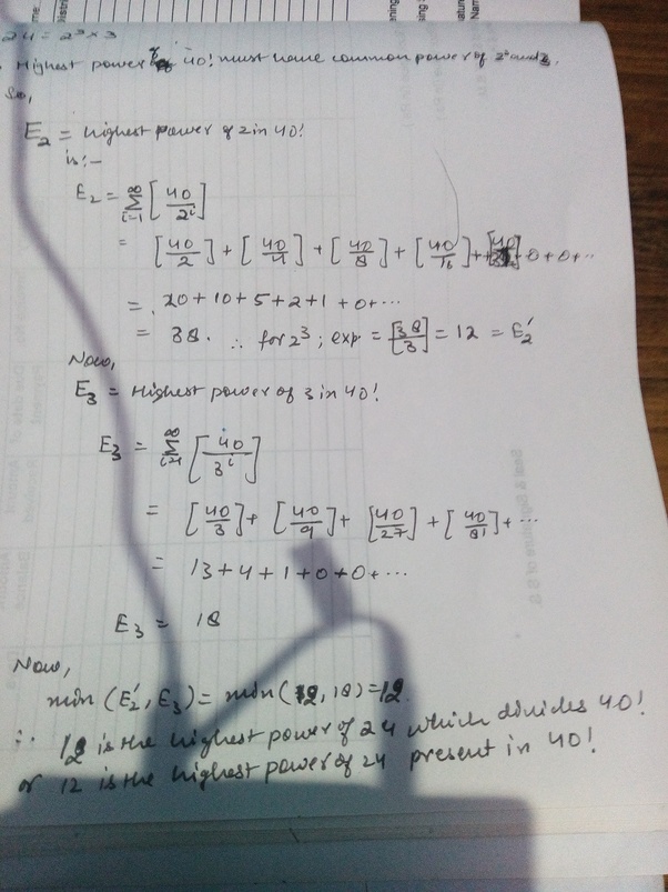 What is the highest power of 24 that divides 40 factorial? Quora