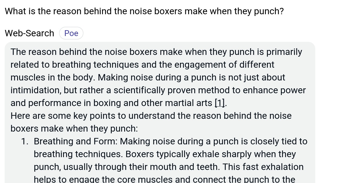 What is the reason behind the noise boxers make when they punch? Poe