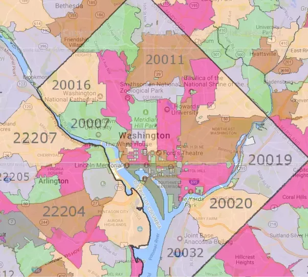 33 Washington Dc Zip Code Map Maps Database Source