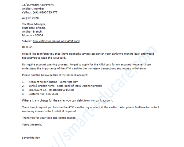 If you're closing the account because you've moved. How To Write A Letter To A Bank Manager To Change My Phone Number Quora