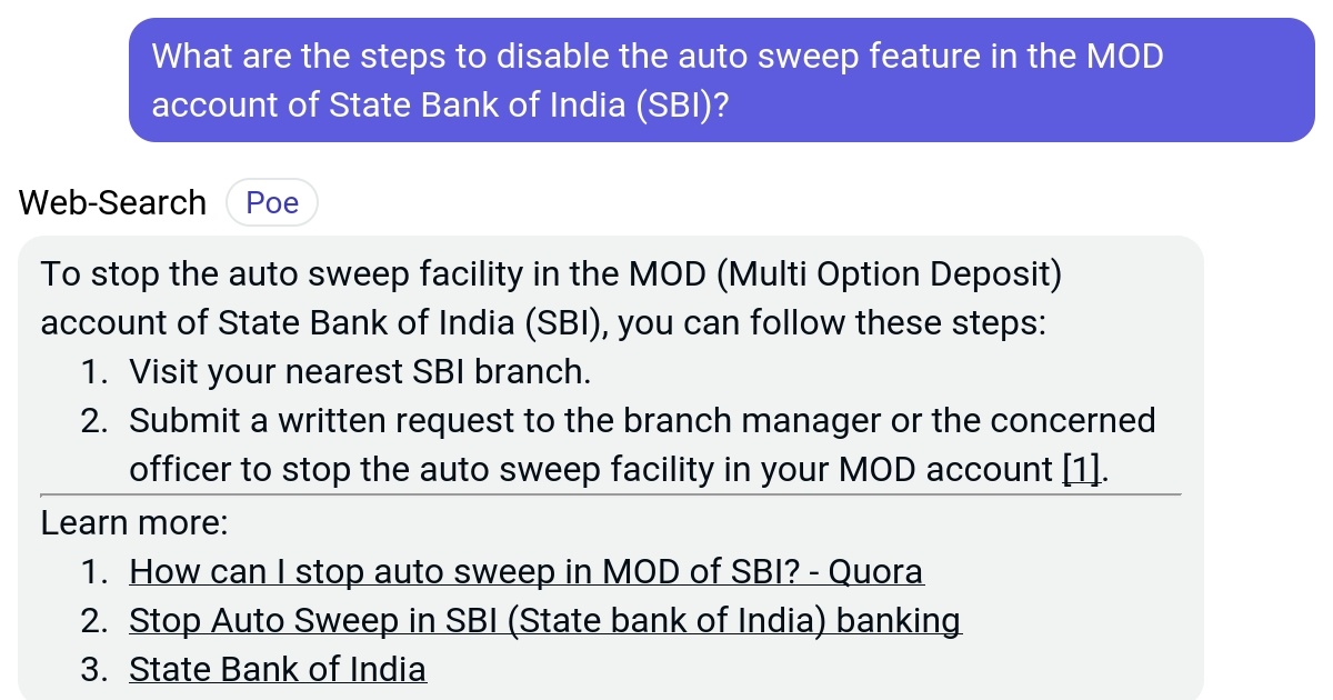 What are the steps to disable the auto sweep feature in the MOD account