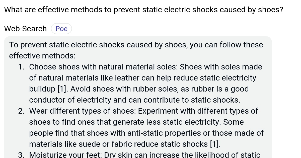 What are effective methods to prevent static electric shocks caused by