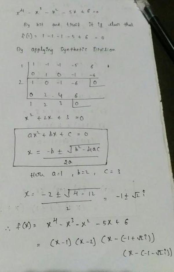 How to solve [math]x^4x^3x^25x+6=0[/math] Quora