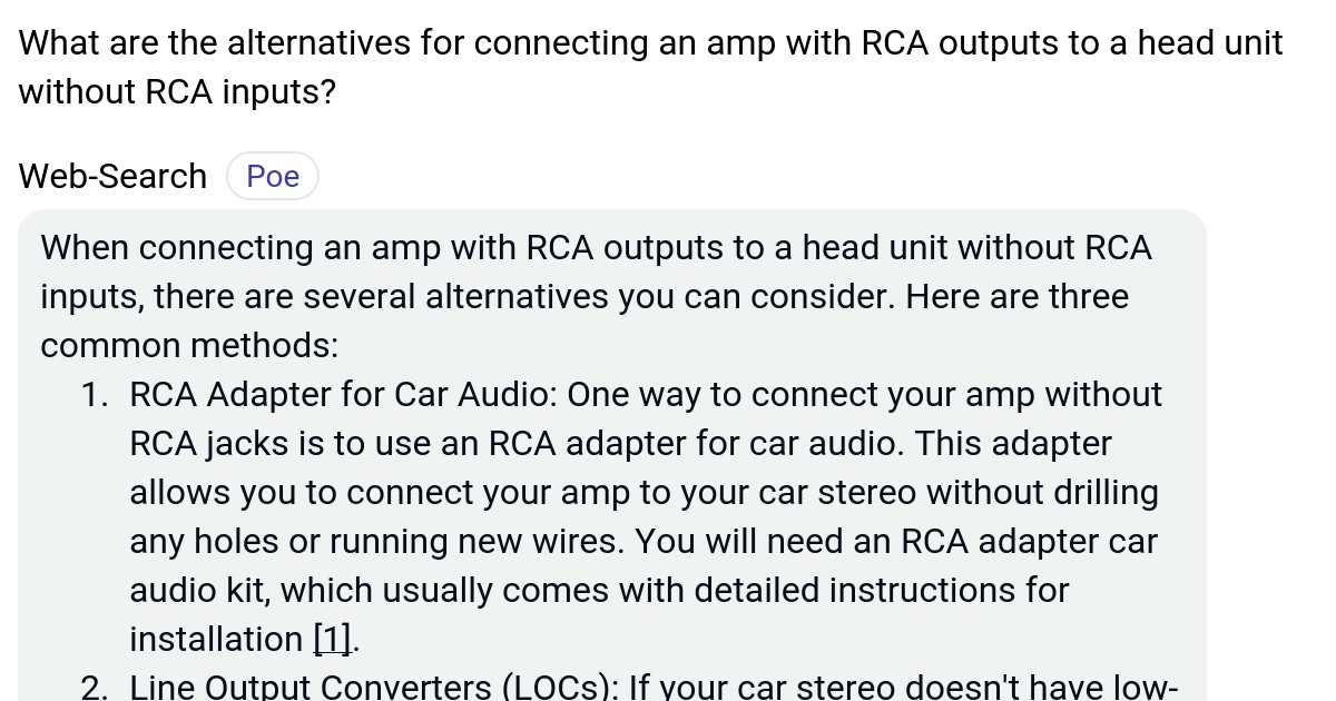 What are the alternatives for connecting an amp with RCA outputs to a