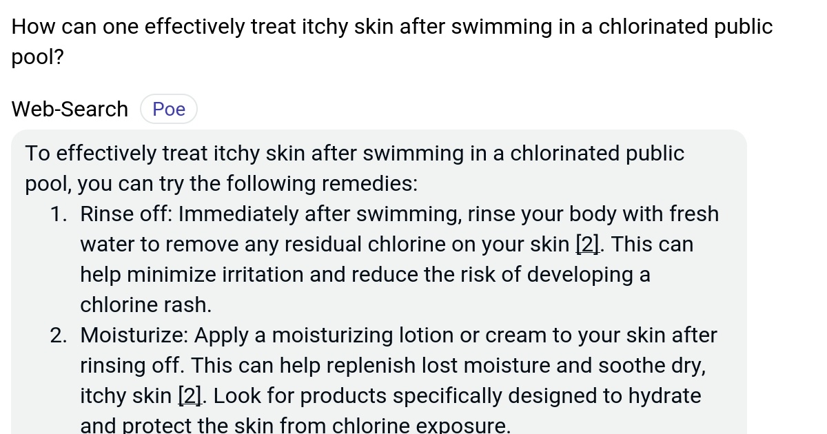 How can one effectively treat itchy skin after swimming in a