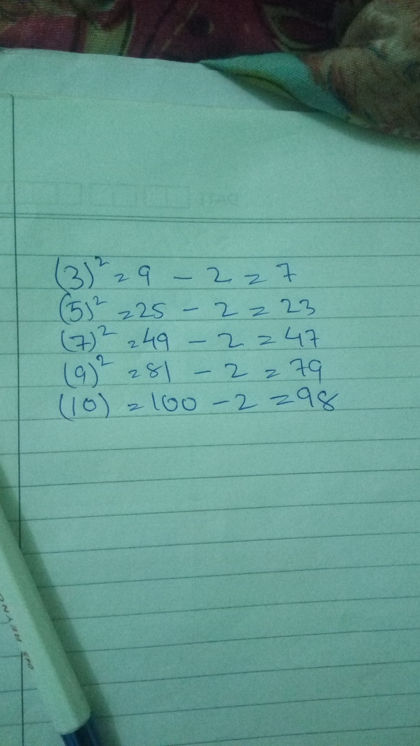 Problem Solving If 3+2=7, 5+4=23, 7+6=47 and 9+8=79 to what is 10+9