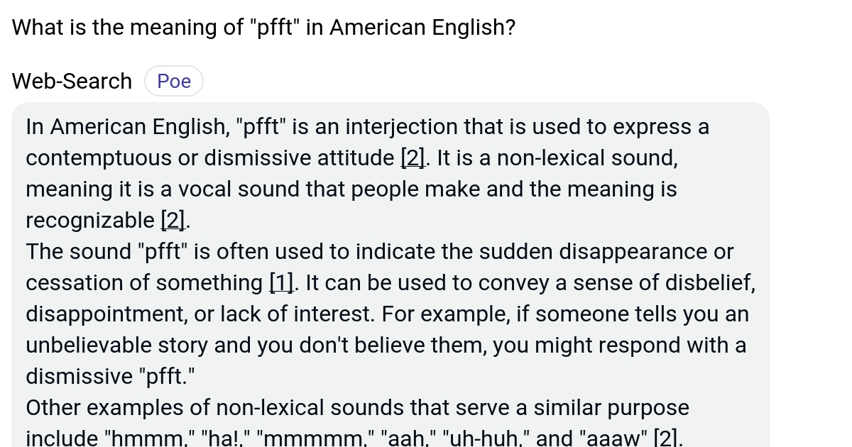 What is the meaning of "pfft" in American English? Poe