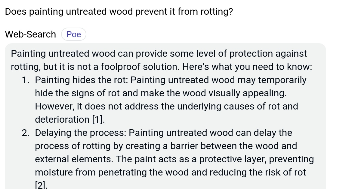 Does painting untreated wood prevent it from rotting? Poe