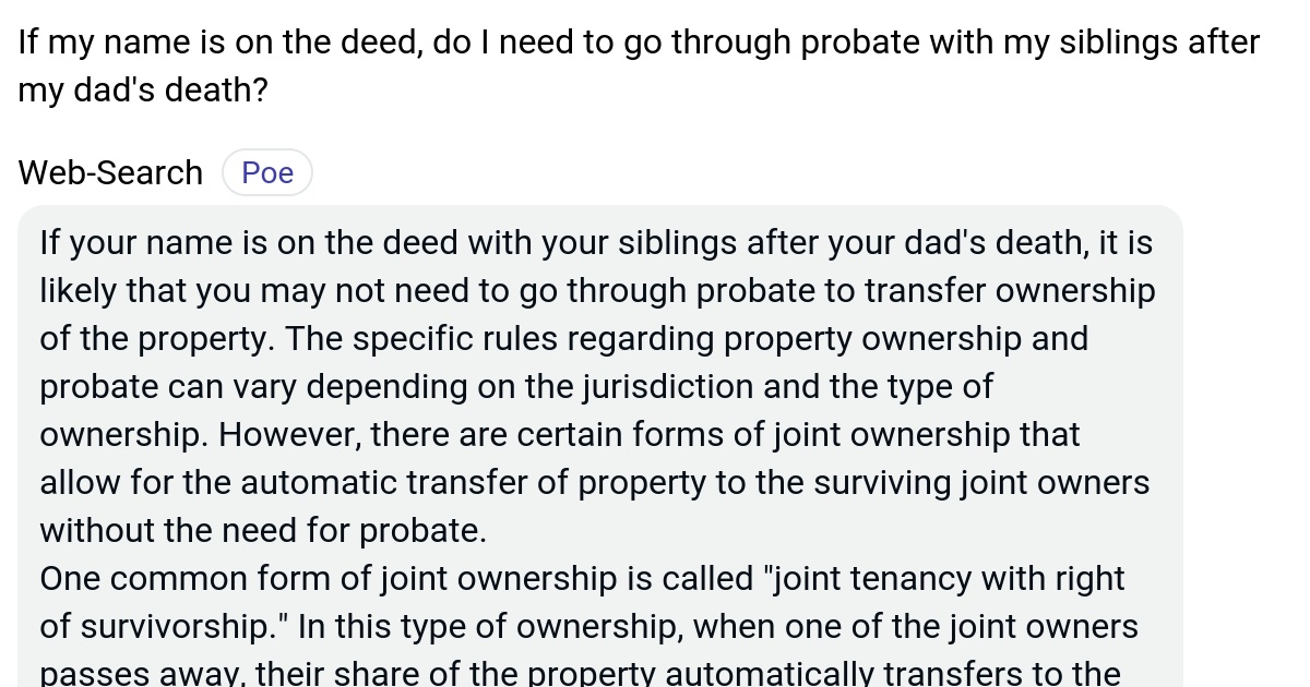 If my name is on the deed, do I need to go through probate with my