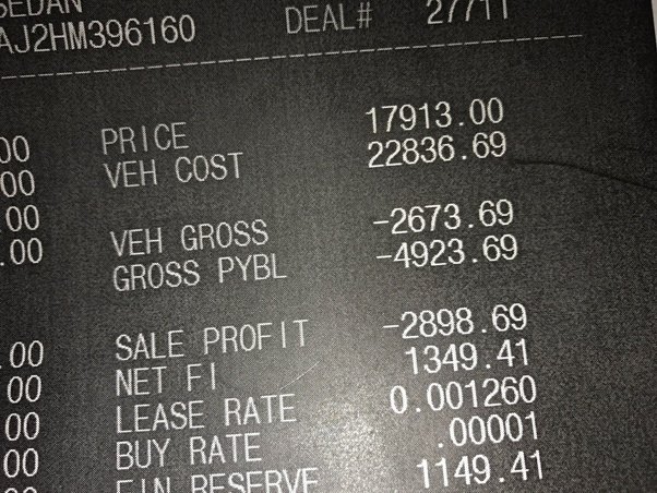 How much does a car dealer generally make on the sale of a