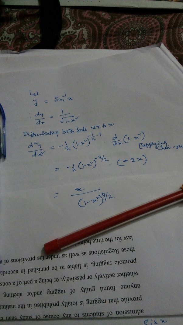 What is the second order derivative of sin^1(x)? Quora