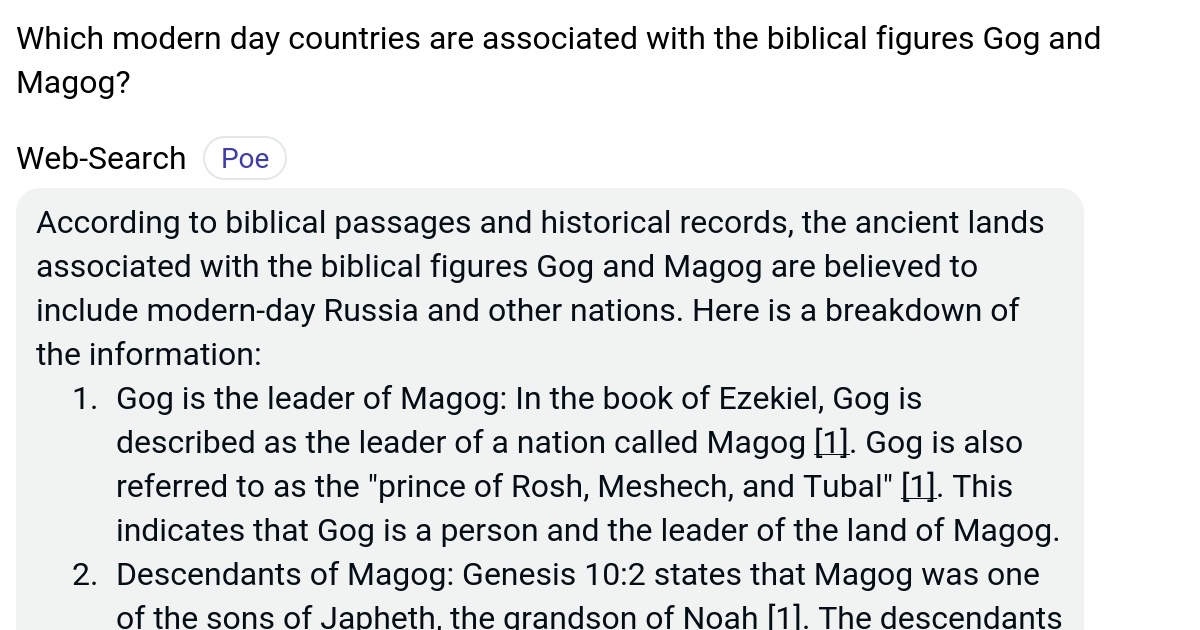 Which modern day countries are associated with the biblical figures Gog