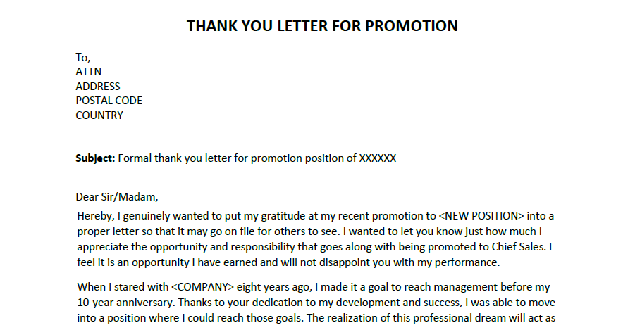 What Are Some Ideas For A Promotion Thank You Letter Quora