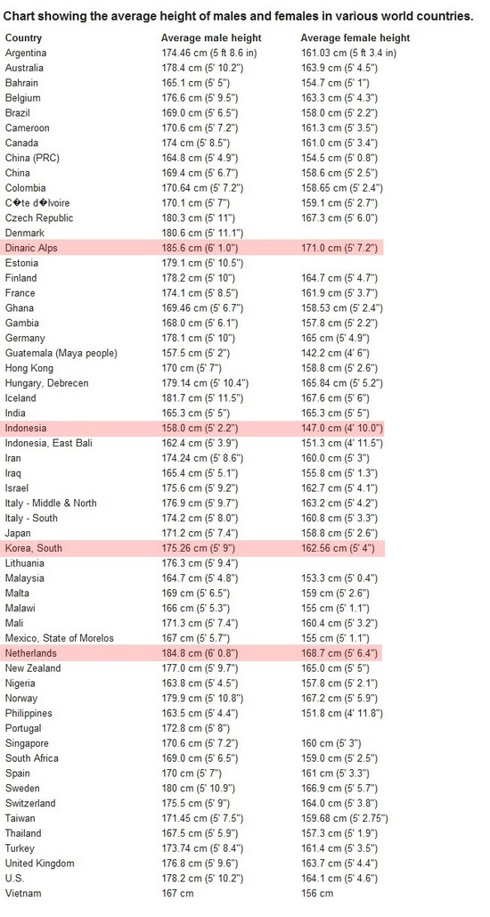 What is the average male height in South Korea? Quora