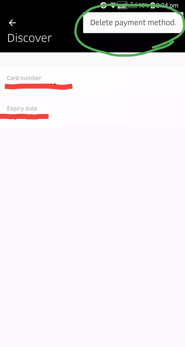 How to delete my credit card details from Uber's database