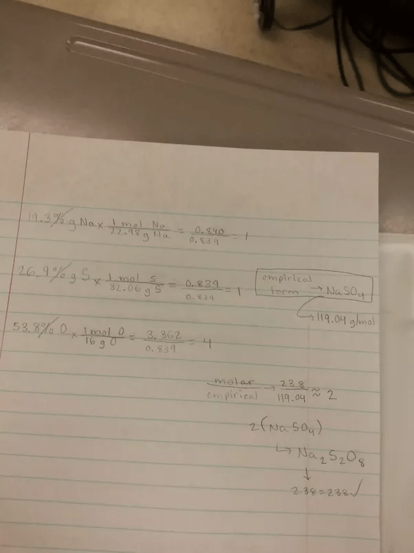 What's the molecular formula for a compound whose formula mass is 238 u