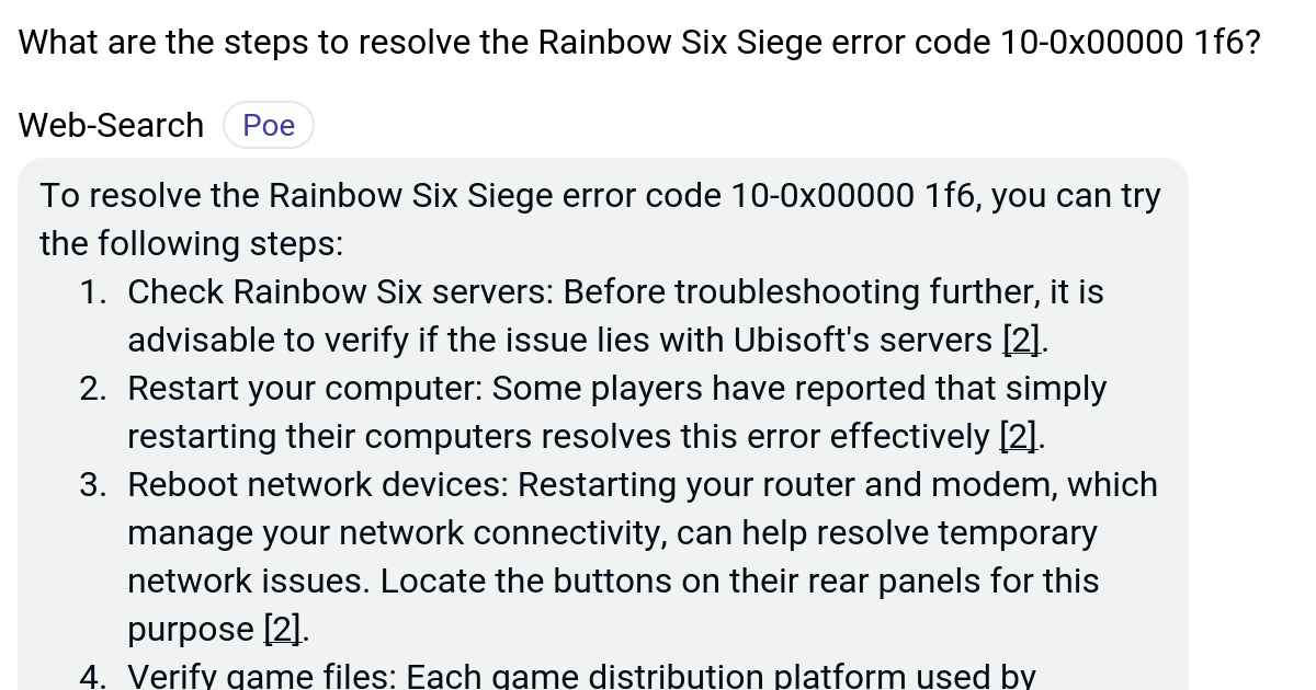 What are the steps to resolve the Rainbow Six Siege error code 10