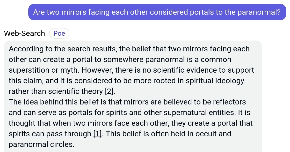 Are two mirrors facing each other considered portals to the paranormal