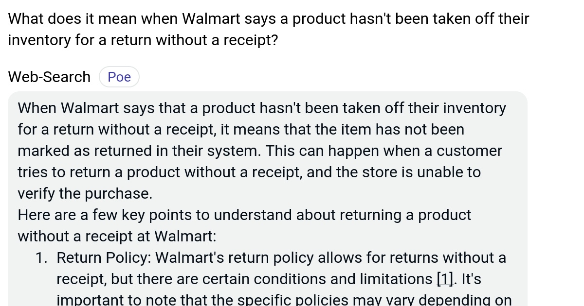 What does it mean when Walmart says a product hasn't been taken off