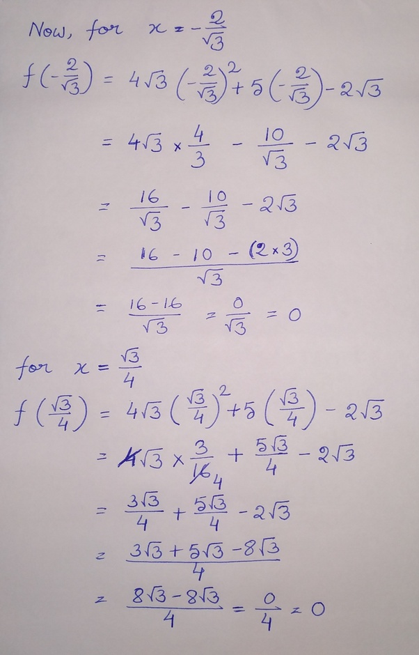 Find the zeros of the polynomial f(x) =4√3x²+5x2√3 verify the