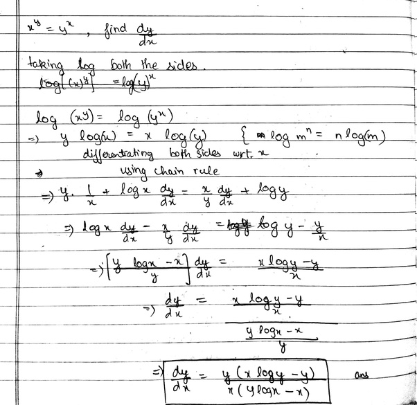 If x^y=y^x, what is dy/dx? Quora