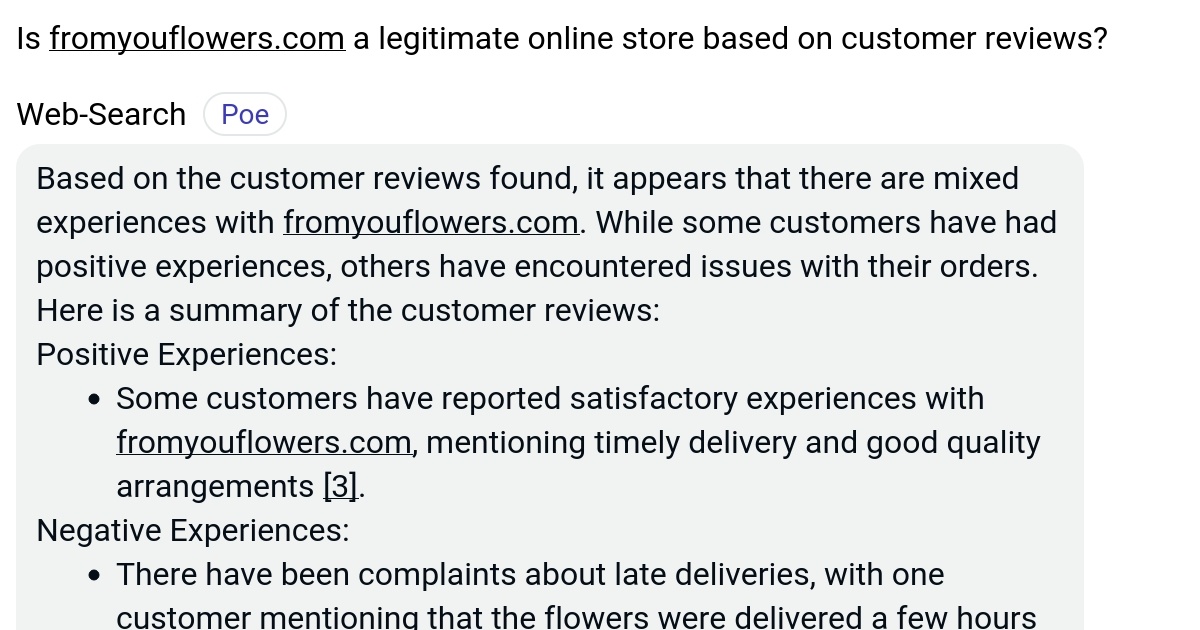Is a legitimate online store based on customer