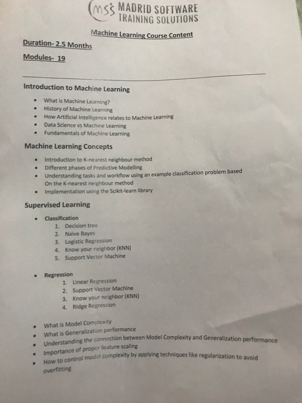 What is the correct syllabus of machine learning? Quora