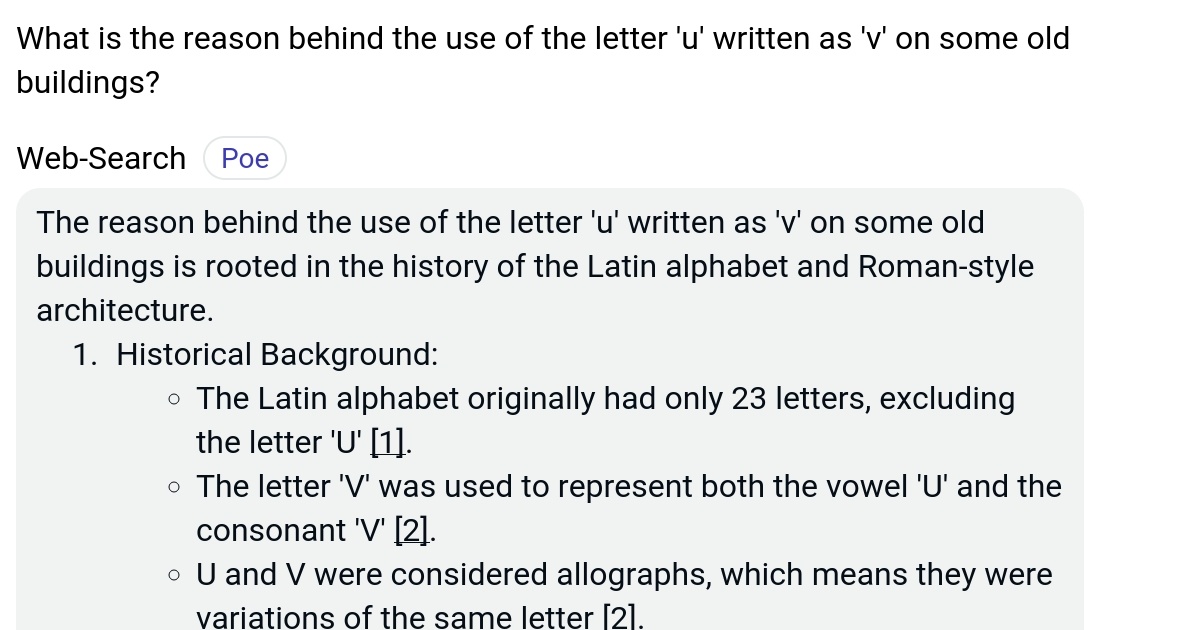 What is the reason behind the use of the letter 'u' written as 'v' on