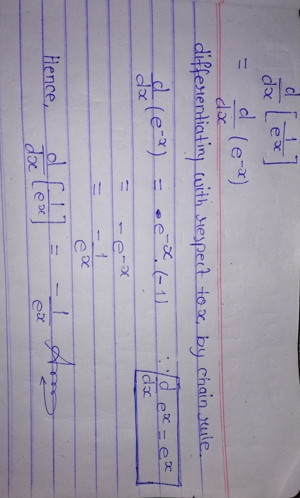 What is the differentiation of 1/e^x with respect to x