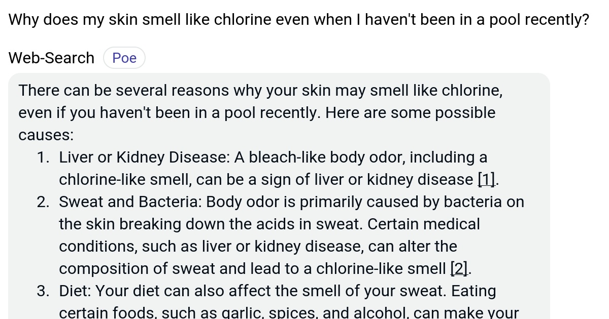 Why does my skin smell like chlorine even when I haven't been in a pool