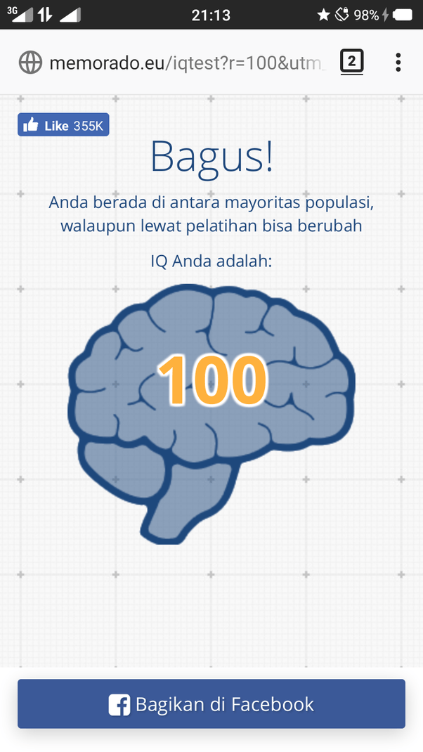 Berapa hasil test IQ Anda yang dilakukan secara online di memorado.eu