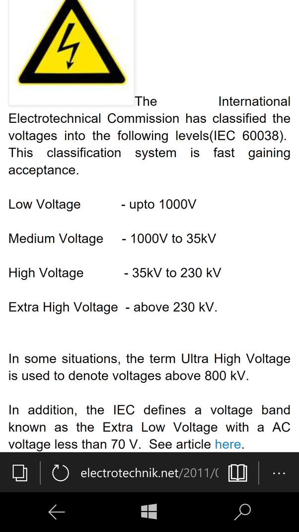 What is the difference between high voltage (HV), medium