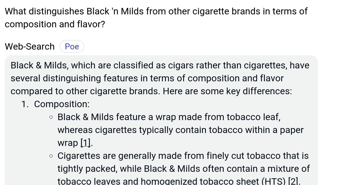 What distinguishes Black 'n Milds from other cigarette brands in terms