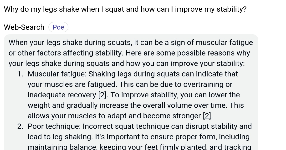 Why do my legs shake when I squat and how can I improve my stability? Poe