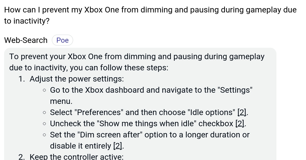 How can I prevent my Xbox One from dimming and pausing during gameplay