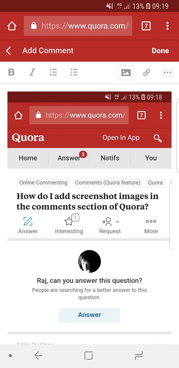 How to include an image file in a Quora comment Quora