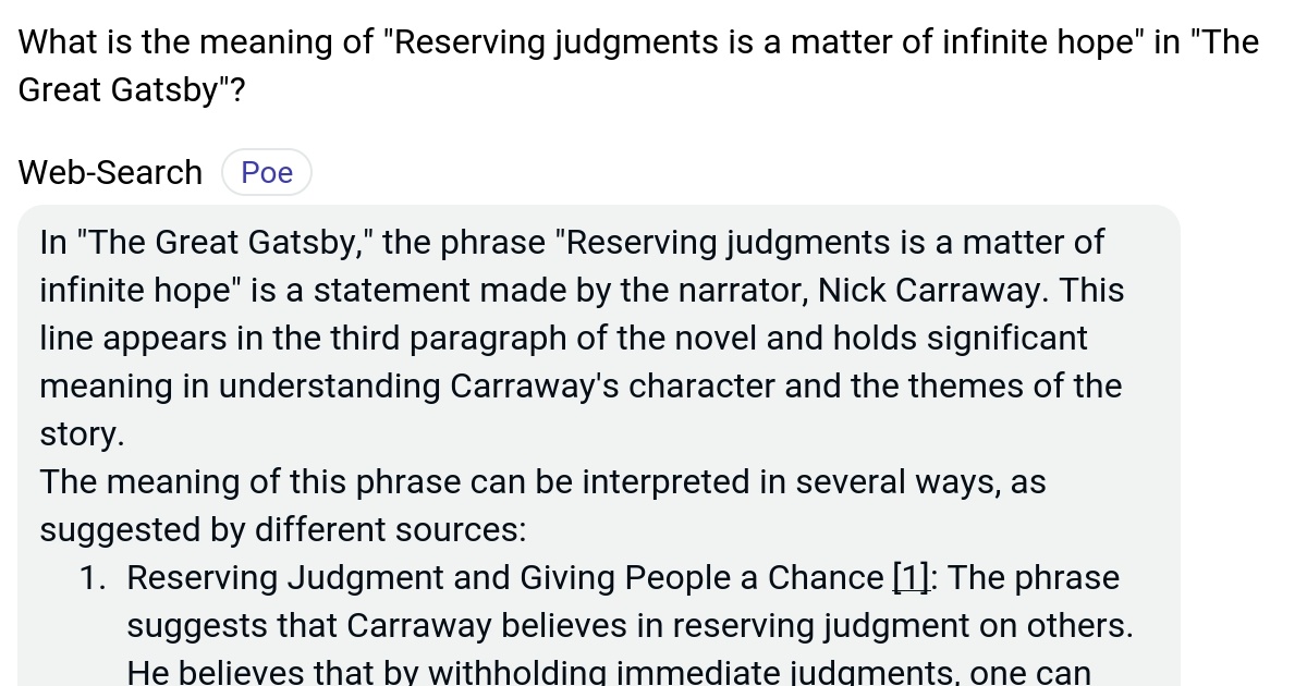 What is the meaning of "Reserving judgments is a matter of infinite