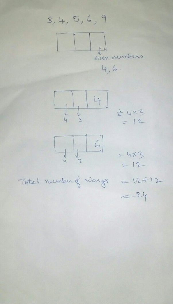 How many even three digit numbers can be formed from the digits 3,4,5,6