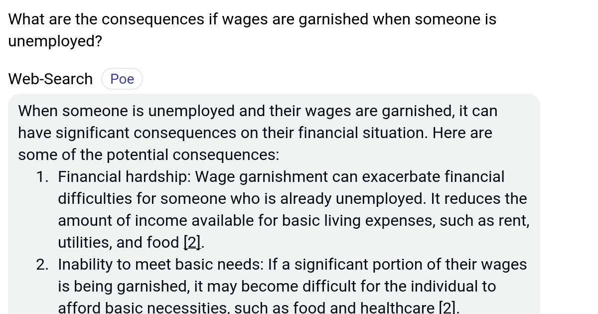 What are the consequences if wages are garnished when someone is