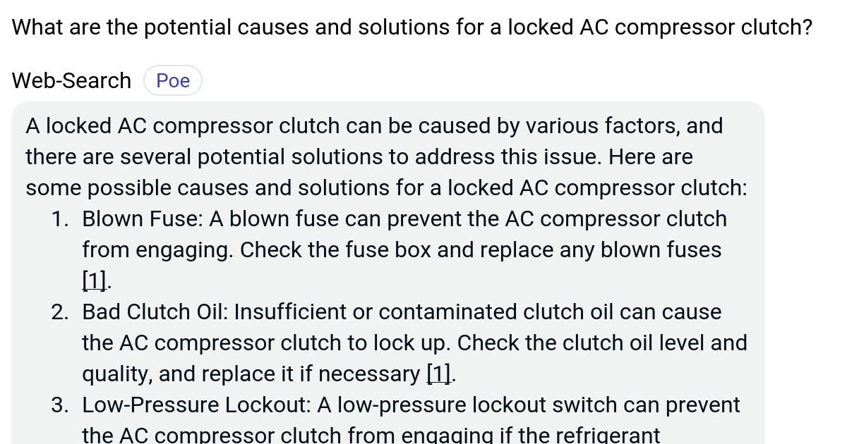 What are the potential causes and solutions for a locked AC compressor