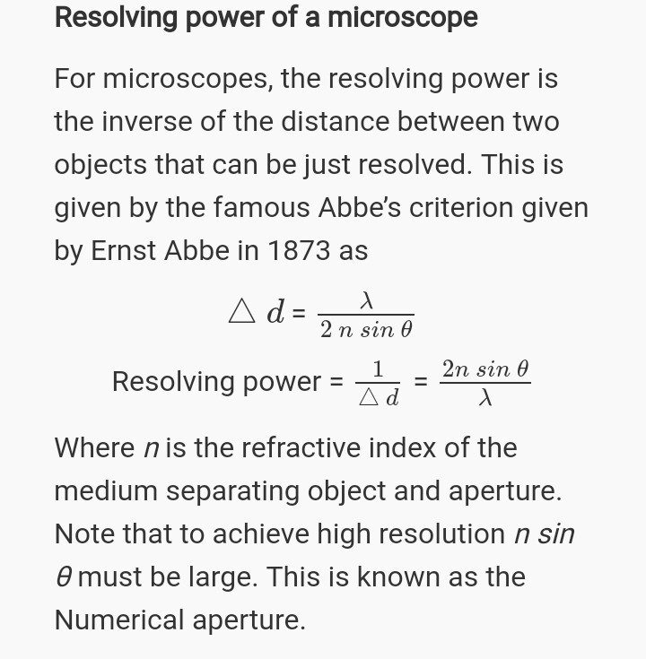 Resolution Power Of Microscope Formula Micropedia