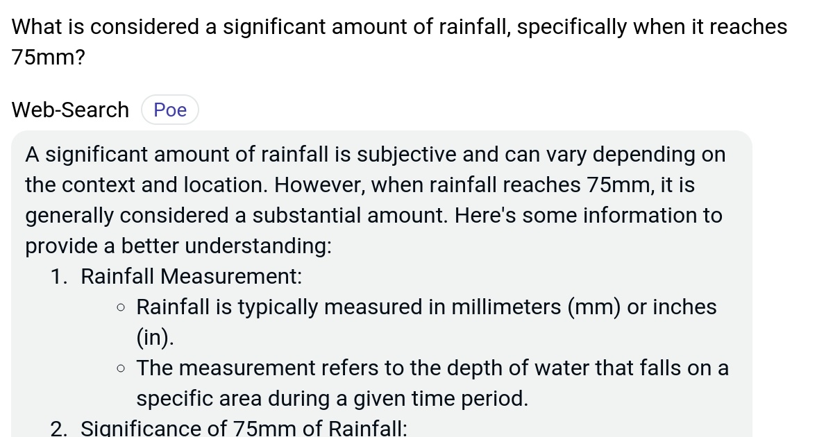 What is considered a significant amount of rainfall, specifically when