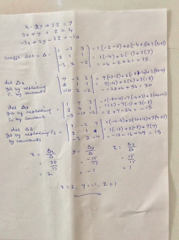 How to solve the system of equations [math] \begin{cases} x 2y+3z=7