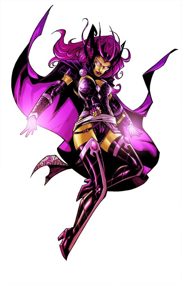 How many female comic book characters have purple hair