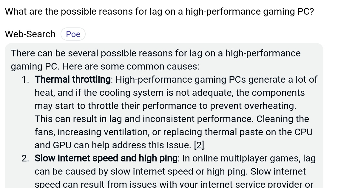 What are the possible reasons for lag on a highperformance gaming PC