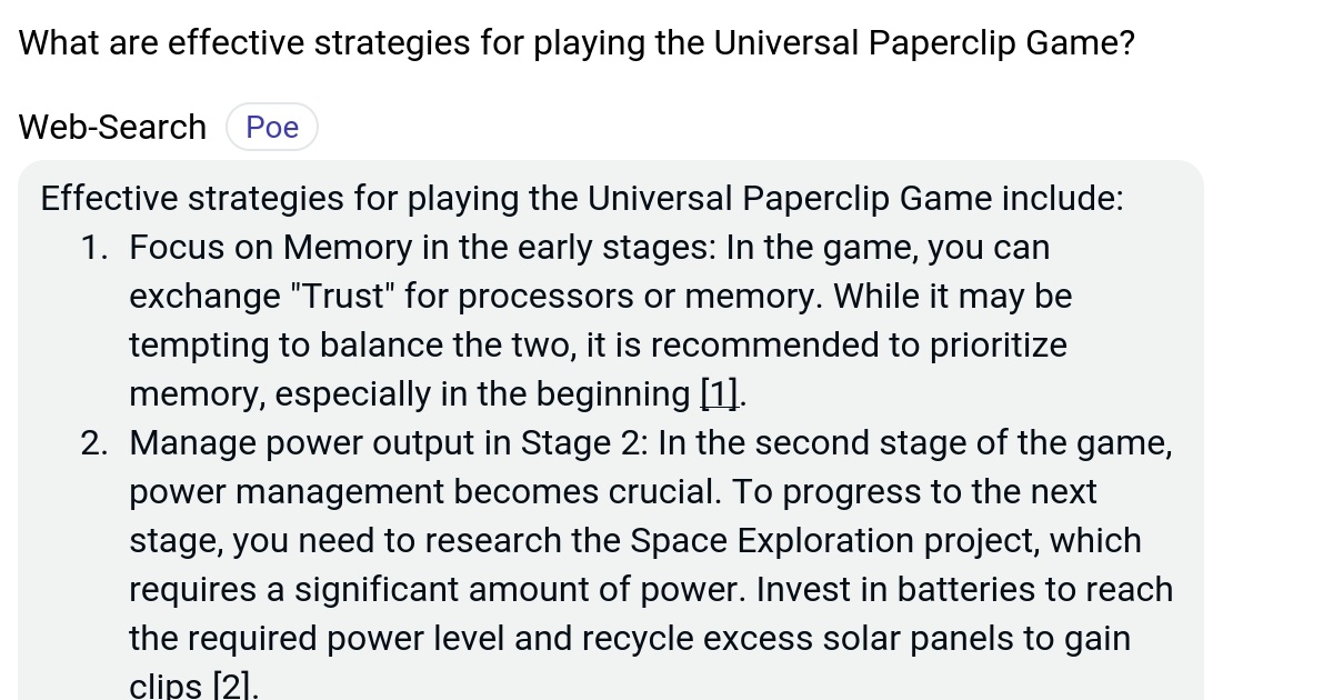 What are effective strategies for playing the Universal Paperclip Game