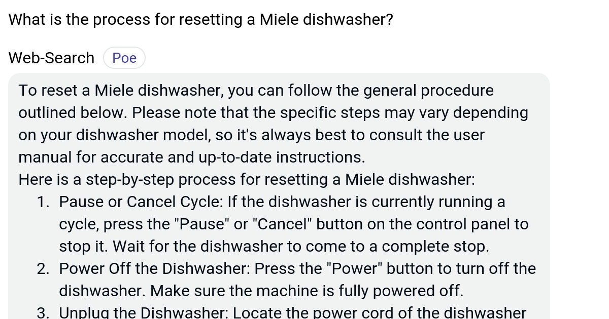 What is the process for resetting a Miele dishwasher? Poe