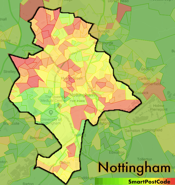 Map Of Nottinghamshire Districts What are the good and bad neighborhoods of Nottingham, Nottinghamshire
