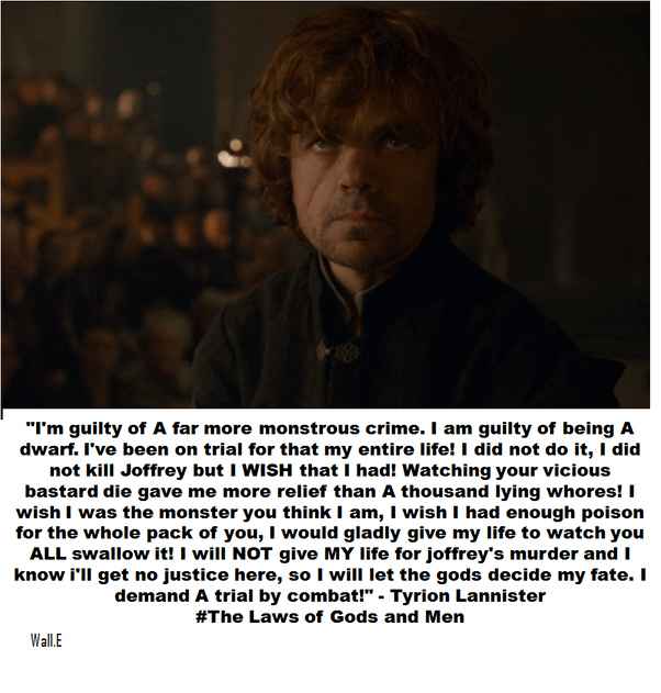 How did Tyrion say he wanted to die in Game Of Thrones