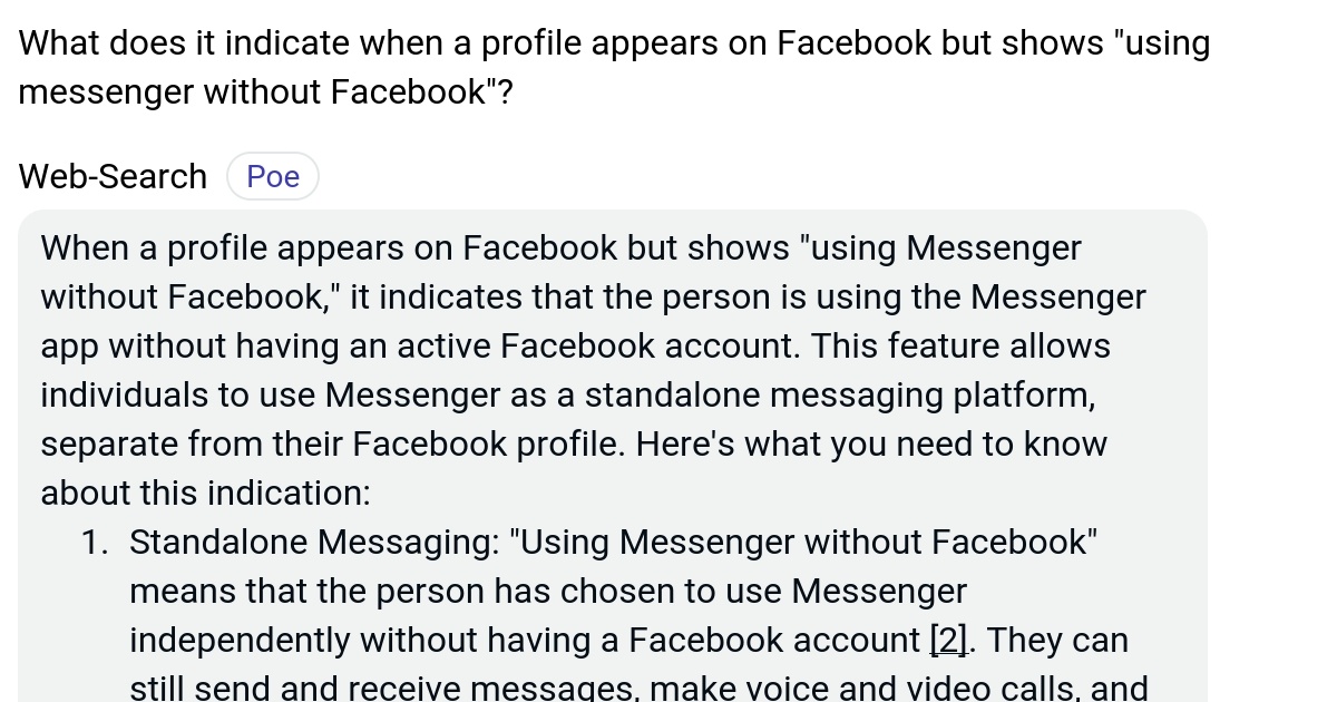 What does it indicate when a profile appears on Facebook but shows
